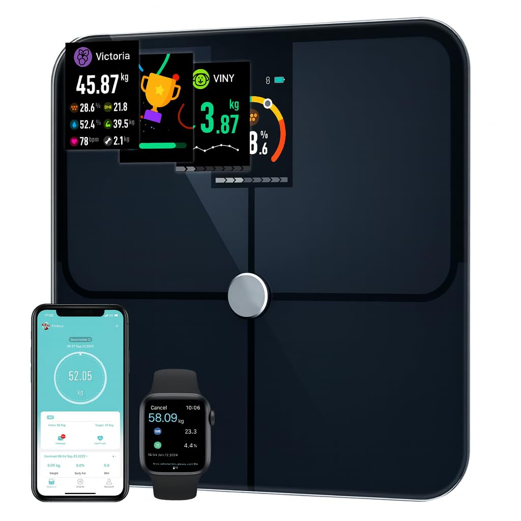 SF Smart Bluetooth Body Weight Scale with App – Digital BMI, Body Fat & Fitness Tracker, Syncs with Smartwatch