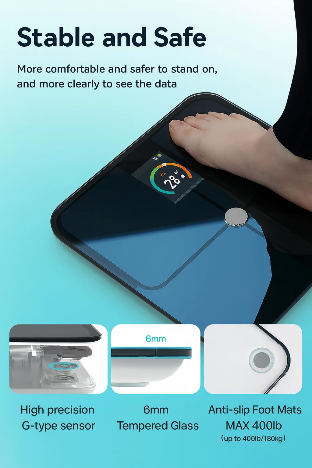 SF Smart Bluetooth Body Weight Scale with App – Digital BMI, Body Fat & Fitness Tracker, Syncs with Smartwatch