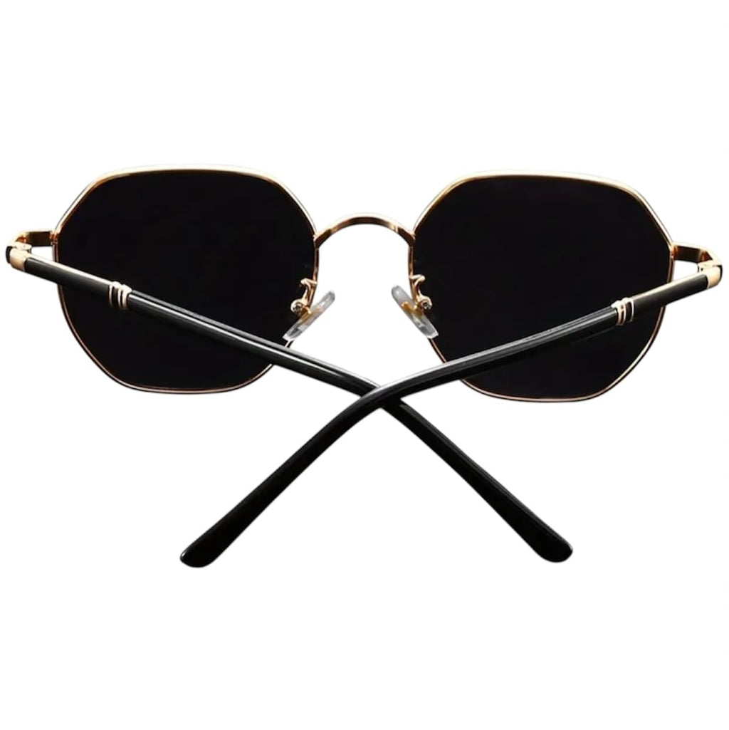 Fahim Hexa Series – Vintage Gold Frame Sunglasses for Men & Women | UV400 Protection | Hexagonal Shape | Retro Classic Look