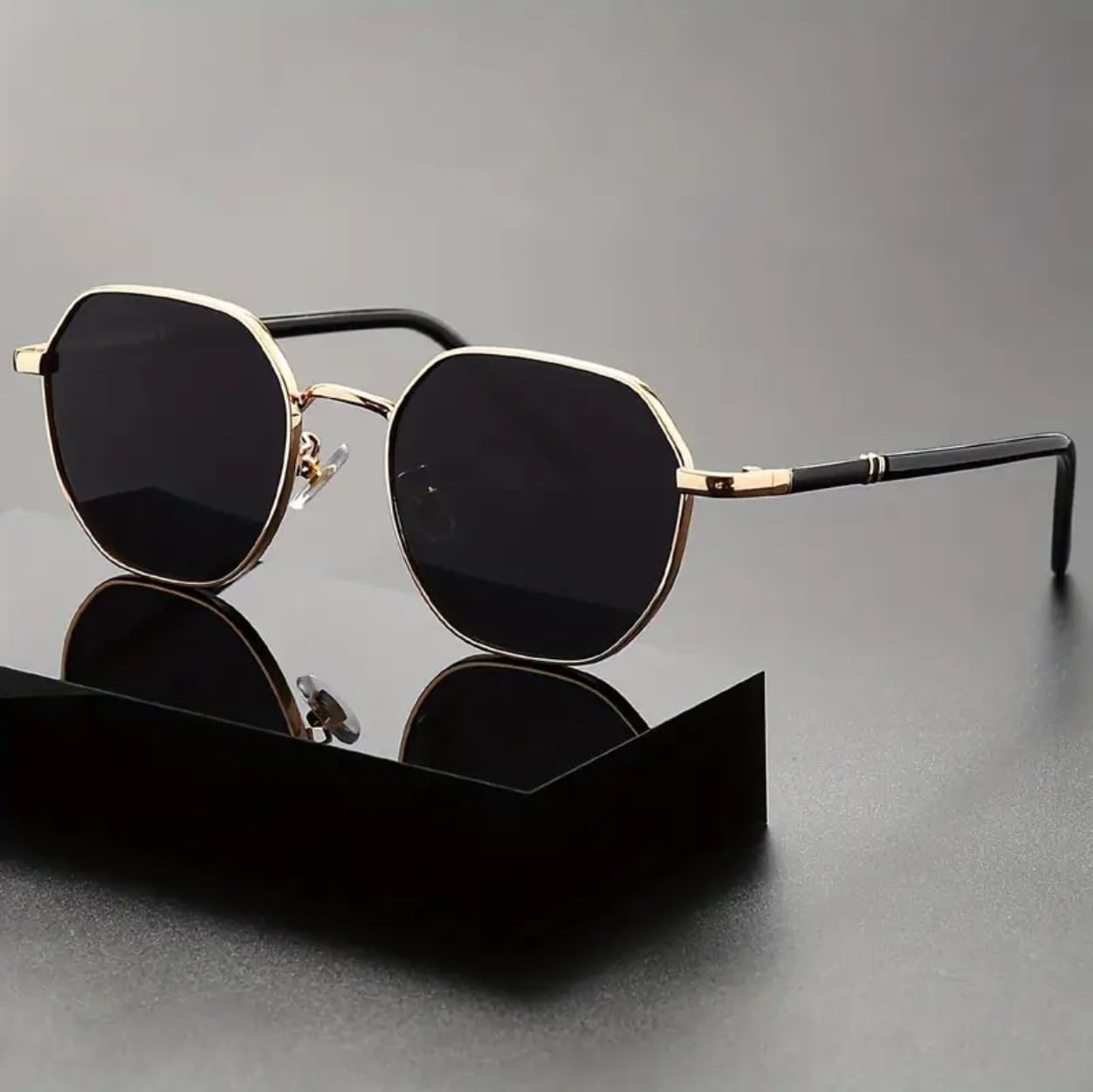 Fahim Hexa Series – Vintage Gold Frame Sunglasses for Men & Women | UV400 Protection | Hexagonal Shape | Retro Classic Look