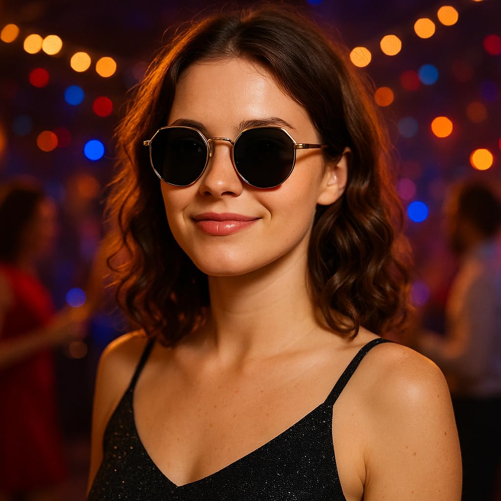 Fahim Hexa Series – Vintage Gold Frame Sunglasses for Men & Women | UV400 Protection | Hexagonal Shape | Retro Classic Look