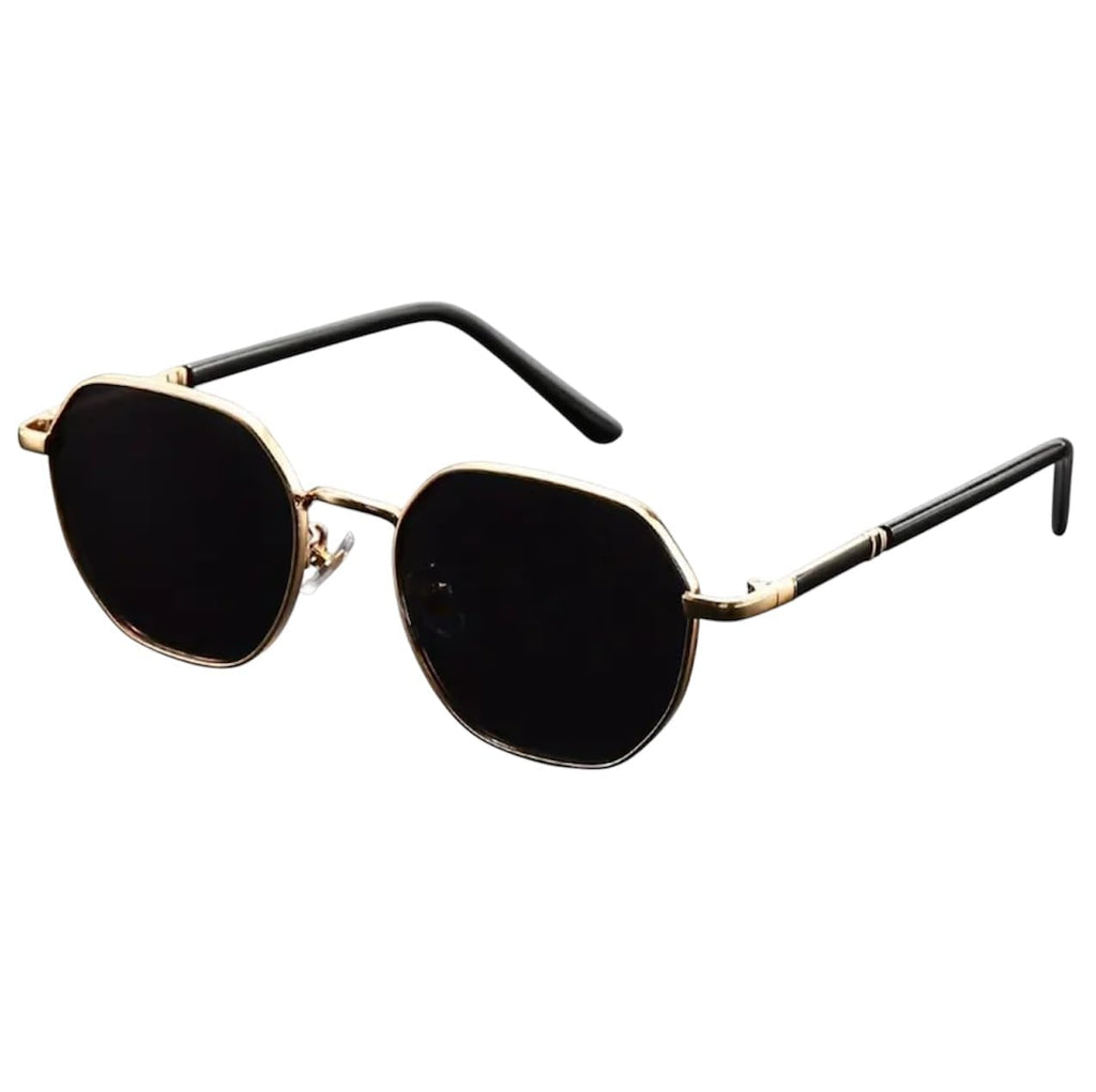 Fahim Hexa Series – Vintage Gold Frame Sunglasses for Men & Women | UV400 Protection | Hexagonal Shape | Retro Classic Look