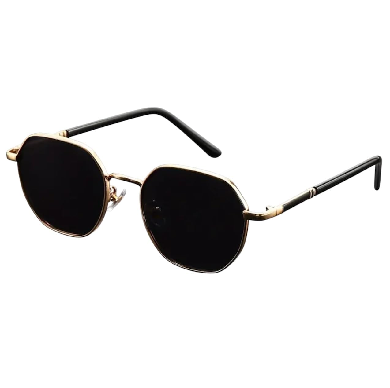 Fahim Hexa Series – Vintage Gold Frame Sunglasses for Men & Women | UV400 Protection | Hexagonal Shape | Retro Classic Look