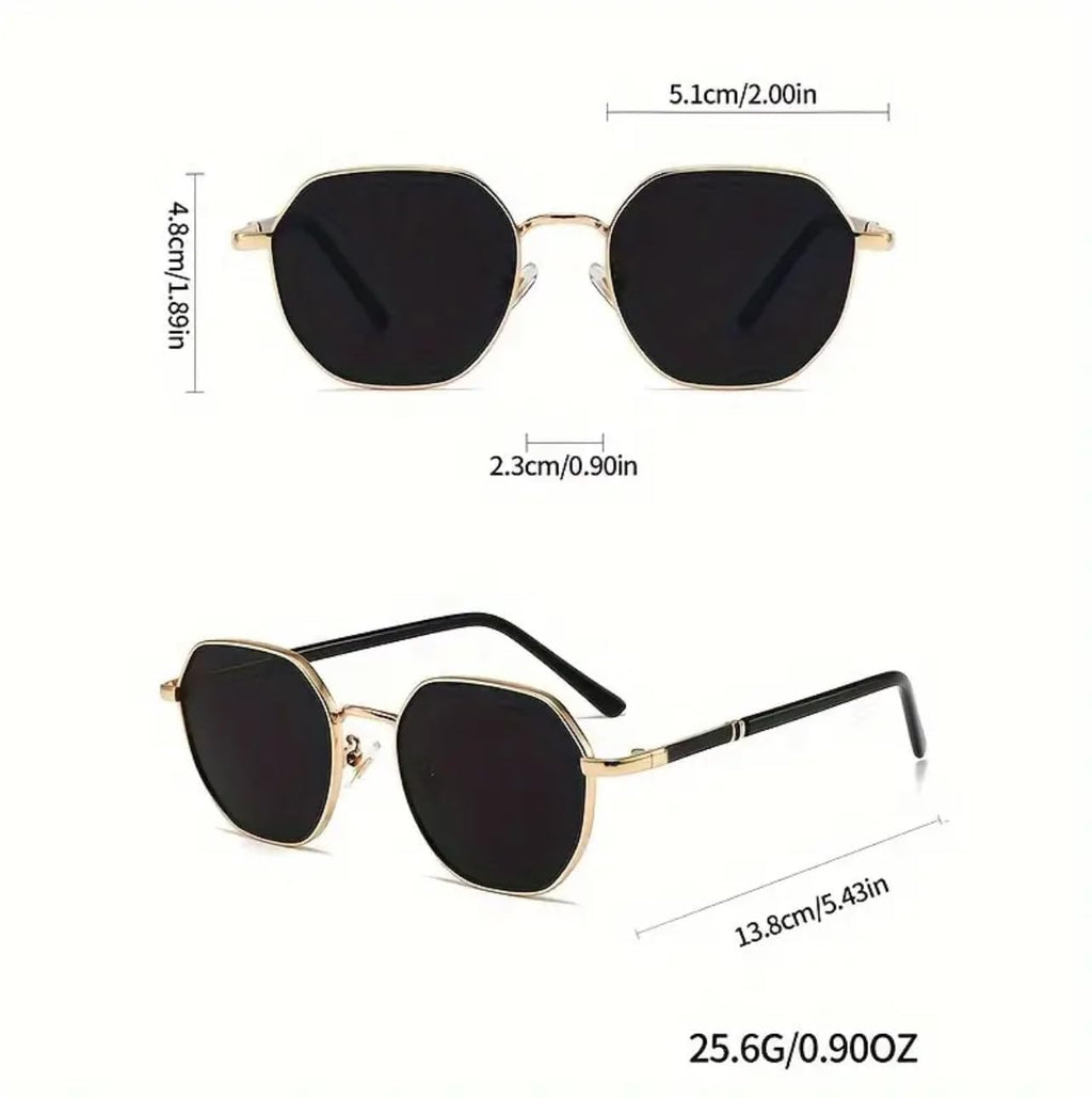 Fahim Hexa Series – Vintage Gold Frame Sunglasses for Men & Women | UV400 Protection | Hexagonal Shape | Retro Classic Look