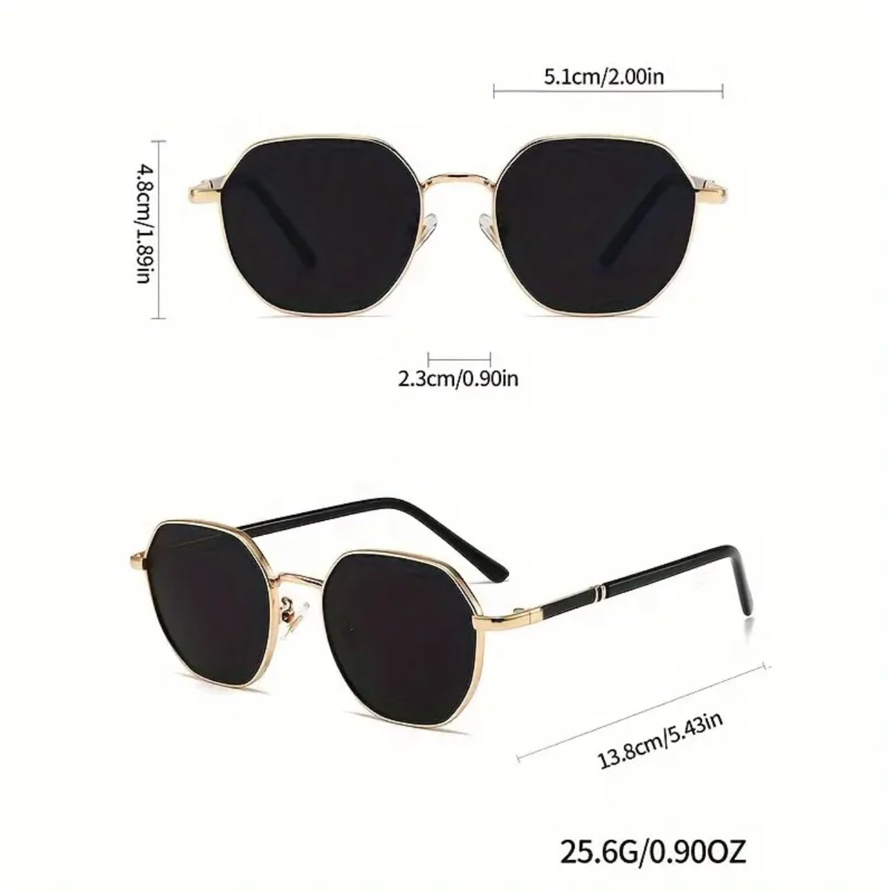 Fahim Hexa Series – Vintage Gold Frame Sunglasses for Men & Women | UV400 Protection | Hexagonal Shape | Retro Classic Look
